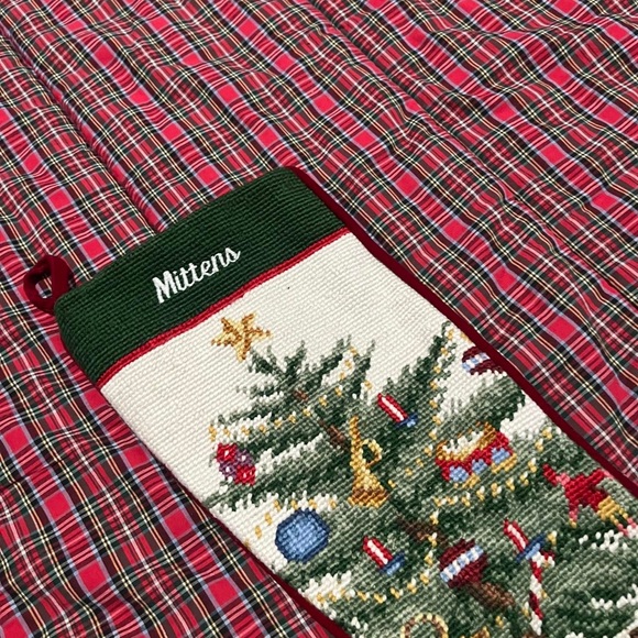 Vtg SFERRA? Tree Needlepoint Christmas Stocking Floral Lined hand-finished - Picture 3 of 4